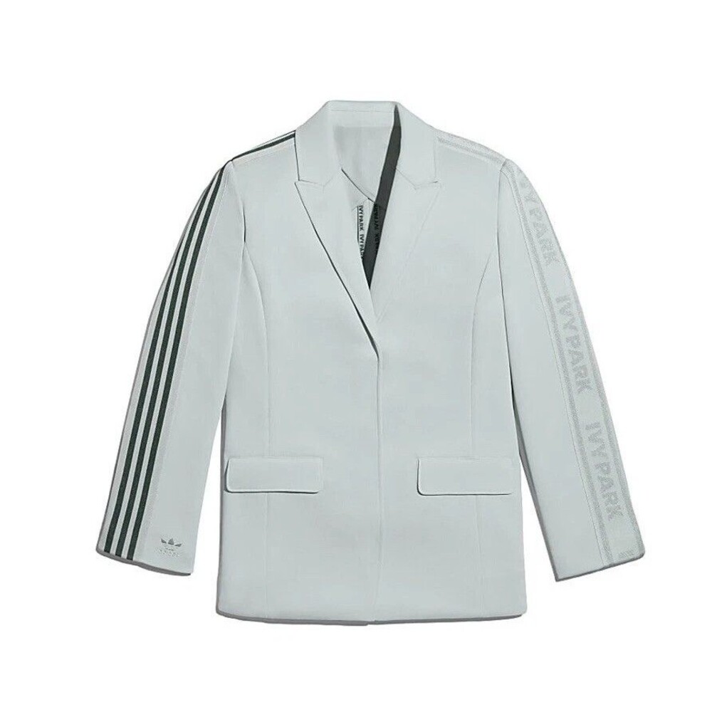 Adidas x Ivy Park Blazer Jacket Plus Size 1X Green Tint Three Striped GV4003